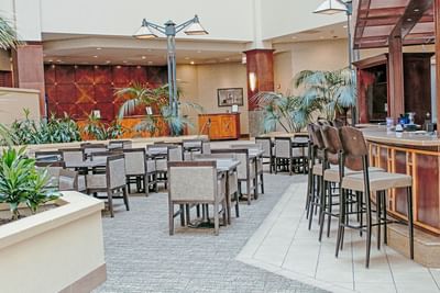 Water's Edge Lounge featuring a limited dining menu, domestic drinks, and full wine selection.