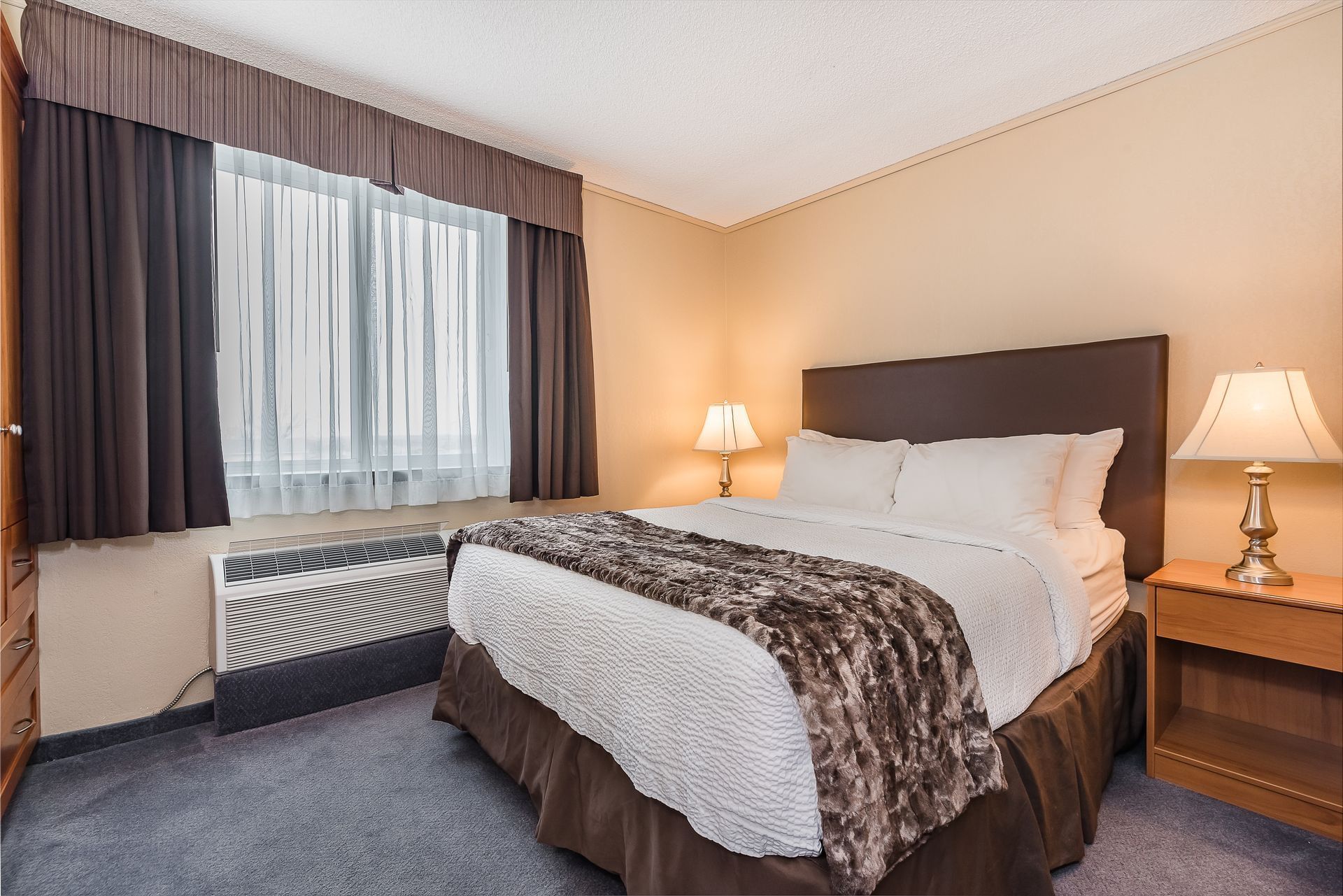 Bed in hotel room