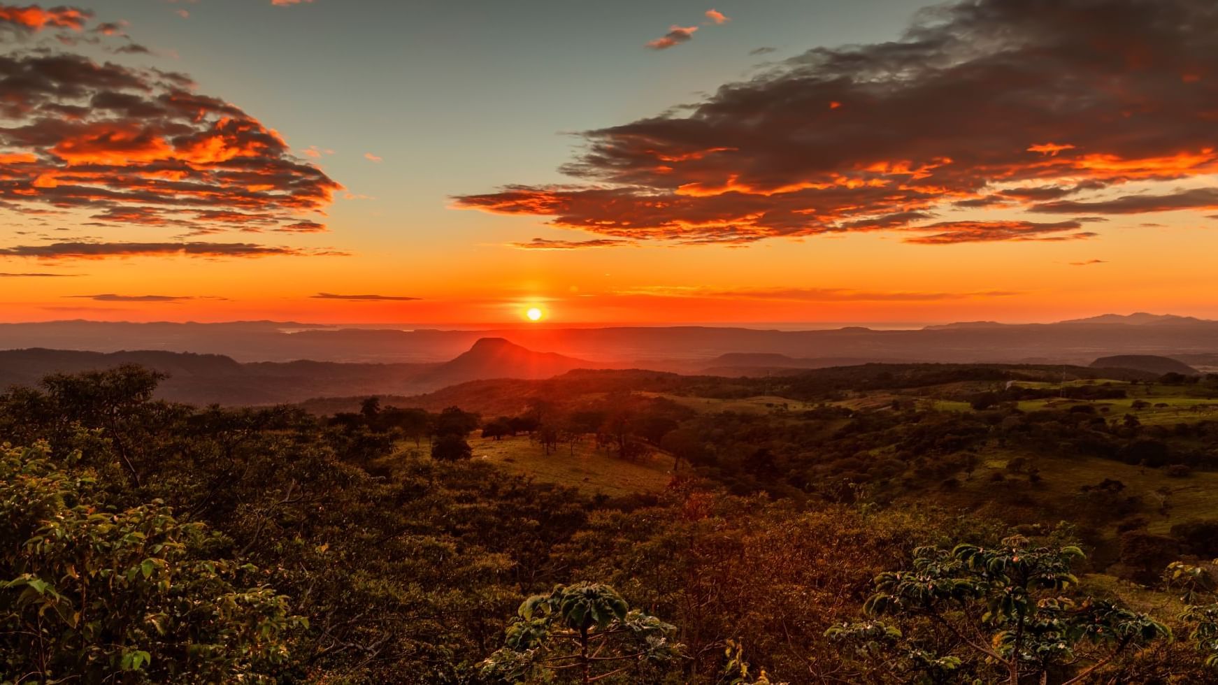 Aerial view of mountains at sunset near Buena Vista Del Rincon