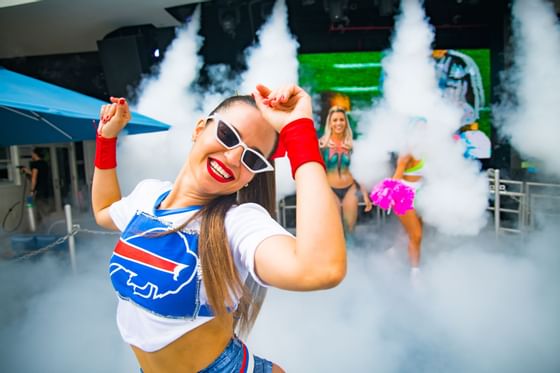Cheer girls performing at an event at Clevelander South Beach