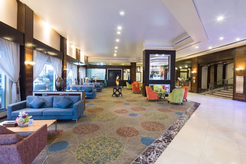 Lounge area by street view with free WiFi at Mena Hotel Riyadh