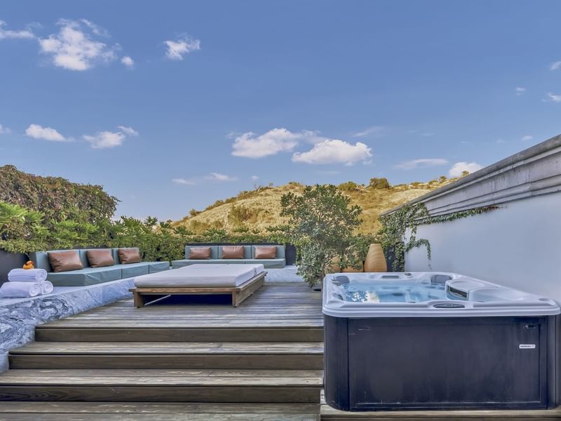 Sun beds arranged in Zen Suite at Live Aqua Resorts