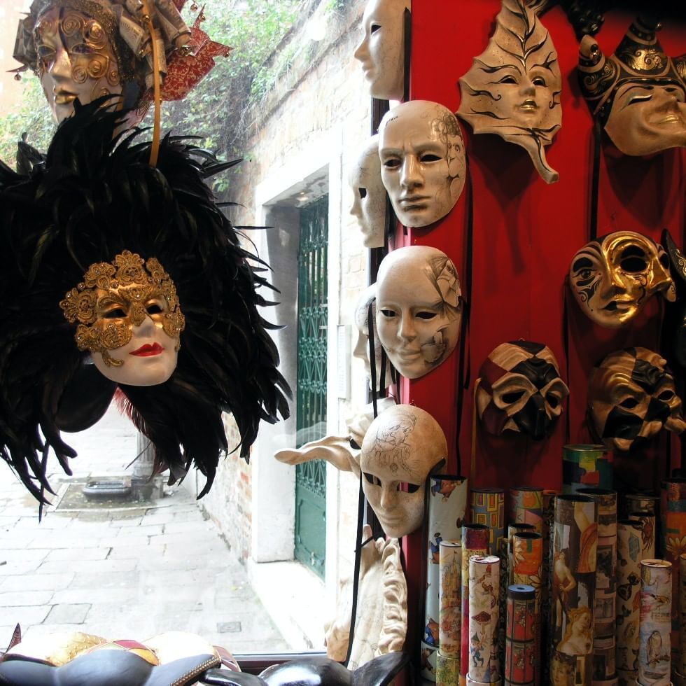 Masks in a mask making workshop near Falkensteiner Hotel & Spa Jesolo