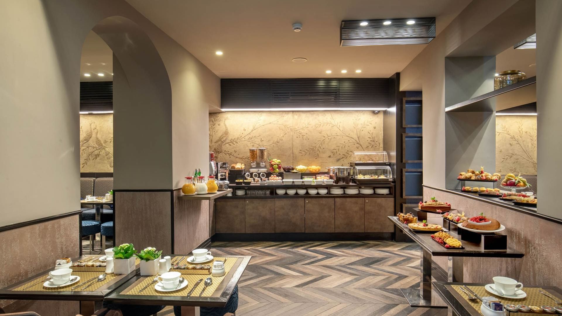 Luxury Interior of the Dining Room arranged with a Breakfast Buffet at The Style