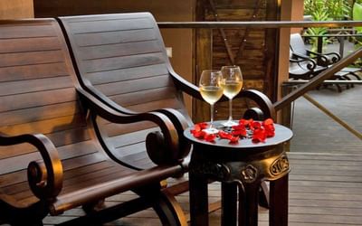 Wine set up in the patio at Rio Celeste Hideaway