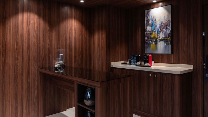 Cozy storage space in the Royal Suite at Warwick Hotels & Resorts