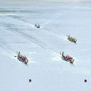 A far shot of the international dragon boat race in penang.