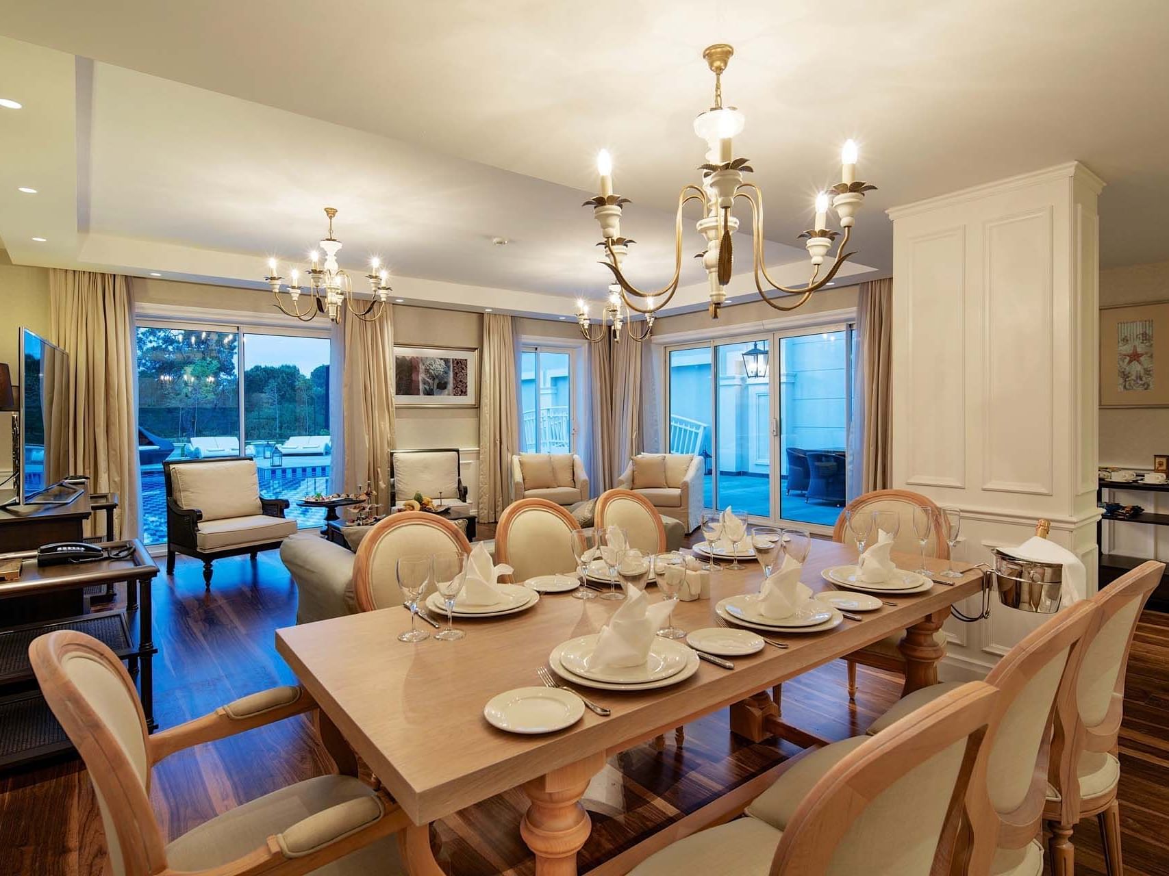 Dining area by the TV lounge area in Superior Villa at Titanic Deluxe Golf Belek