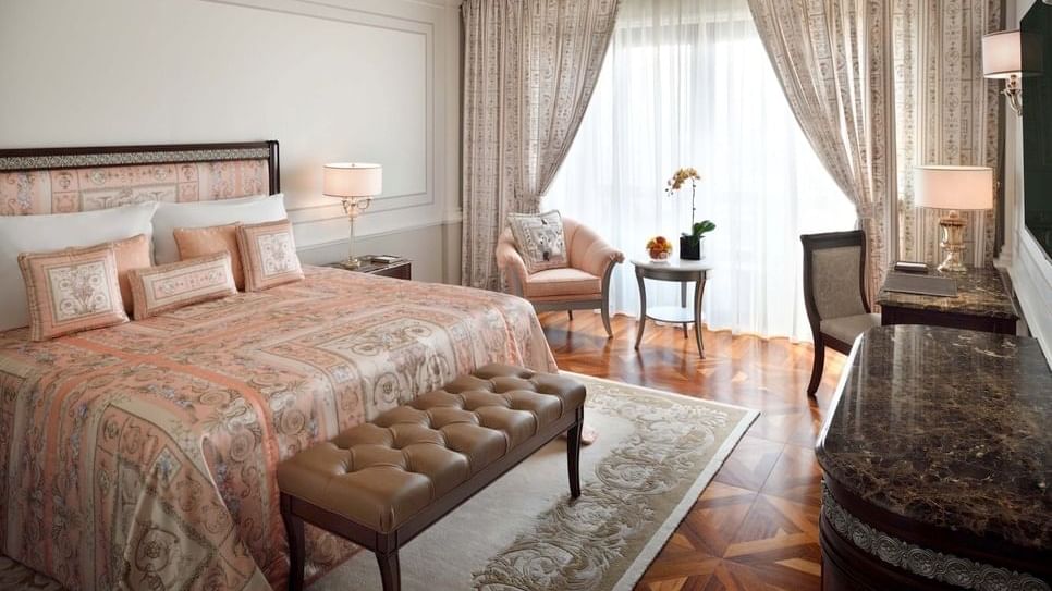 Deluxe Versace Room City View bedroom at Palazzo Versace Dubai