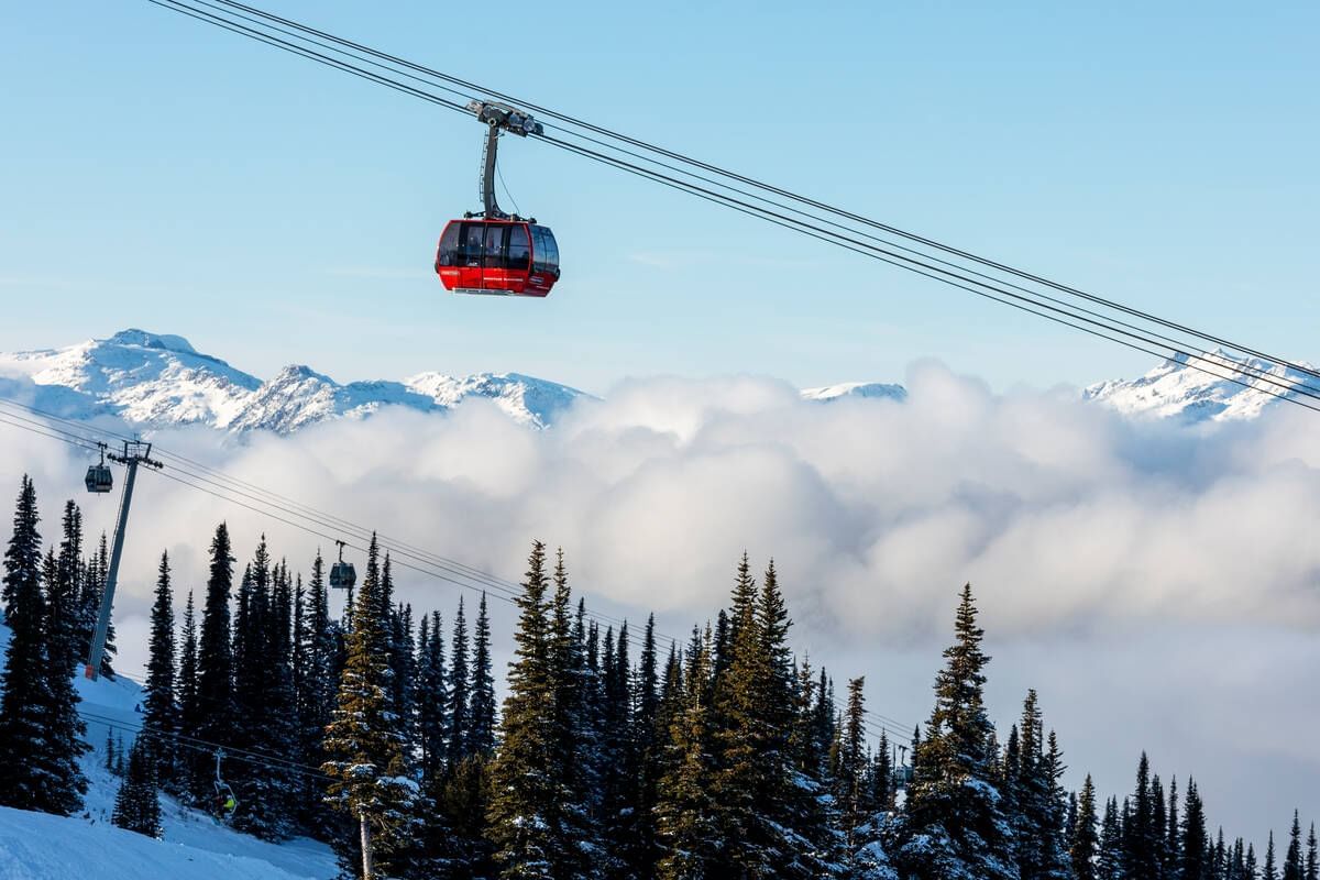 Trolley in a zipline with a scenic view near Blackcomb Springs Suites