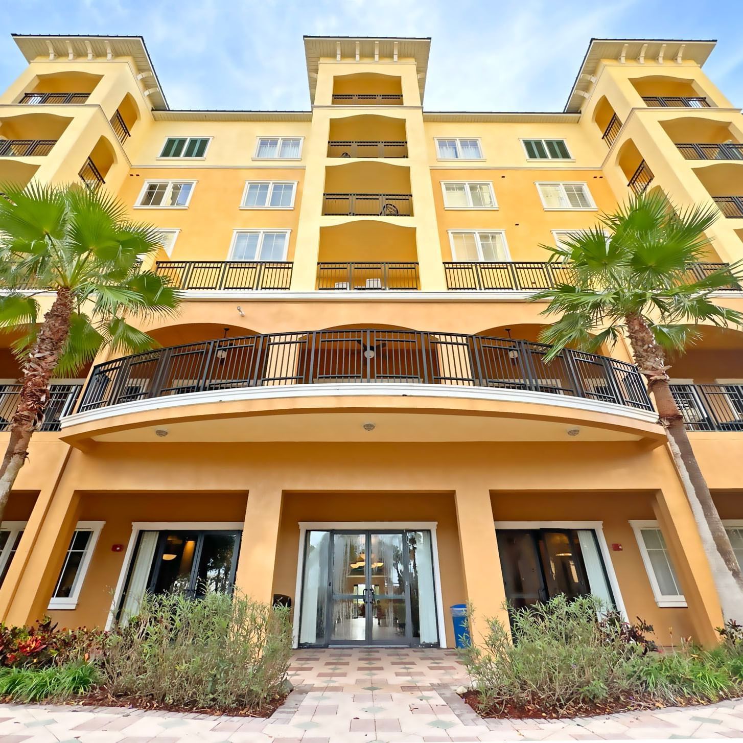 Low-angle view of the front entrance at Lake Buena Vista Resort Village & Spa
