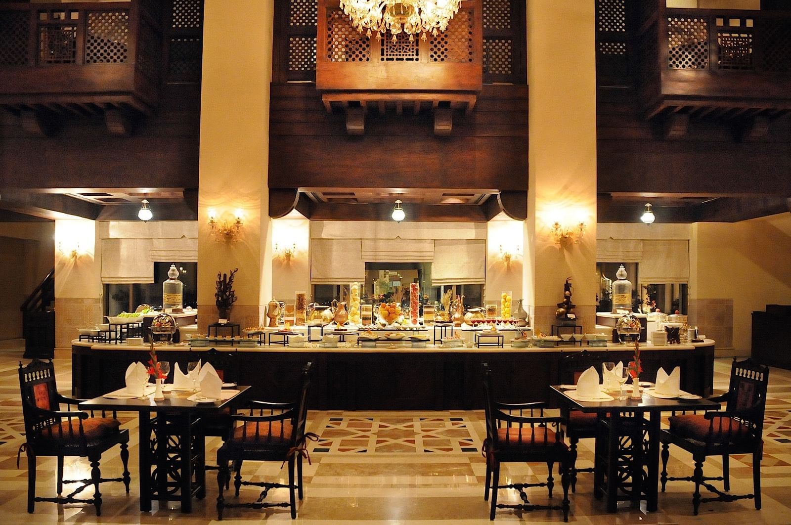 Table arrangement in Dawat restaurant at Islamabad Serena Hotel