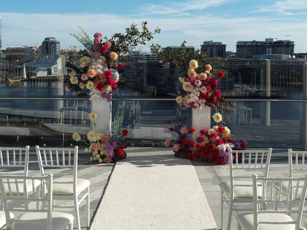 Outdoor wedding setup in The Pavilion at Crown Towers Sydney