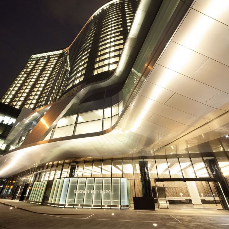 Exterior view of Crown Metropol Melbourne at night