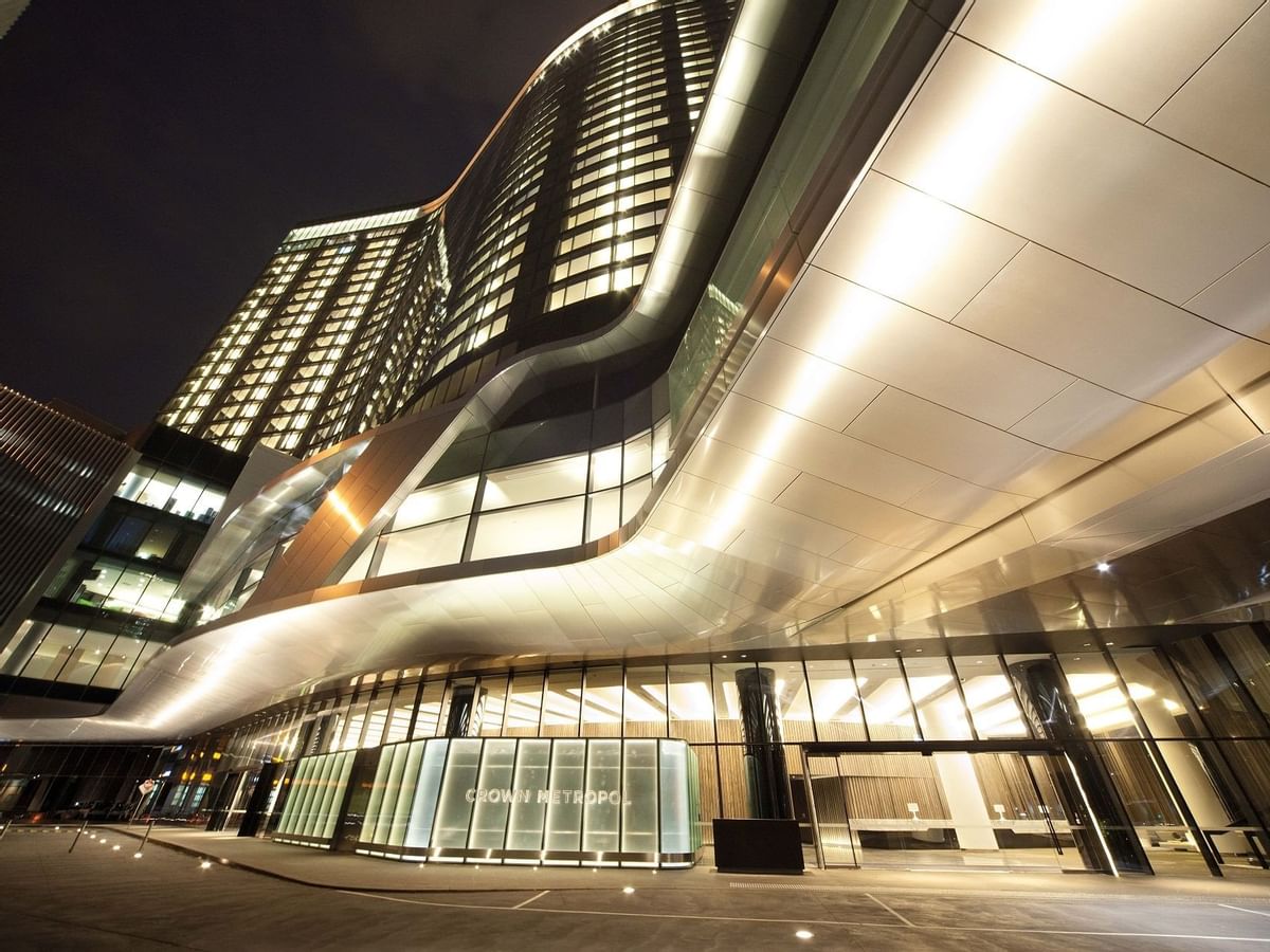 Exterior view of Crown Metropol Melbourne at night