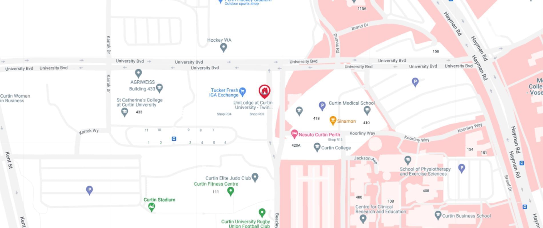 UniLodge at Curtin University - Twin Dolphin Hall Map