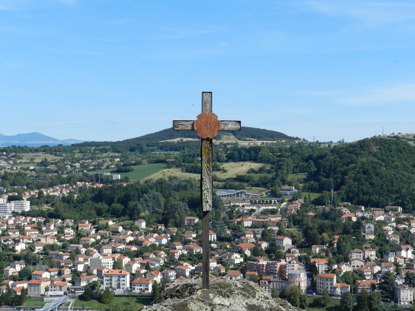 A cross built on top of a mountain 