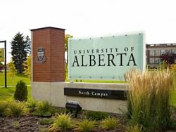 Sign of University of Alberta near Metterra Hotel on Whyte