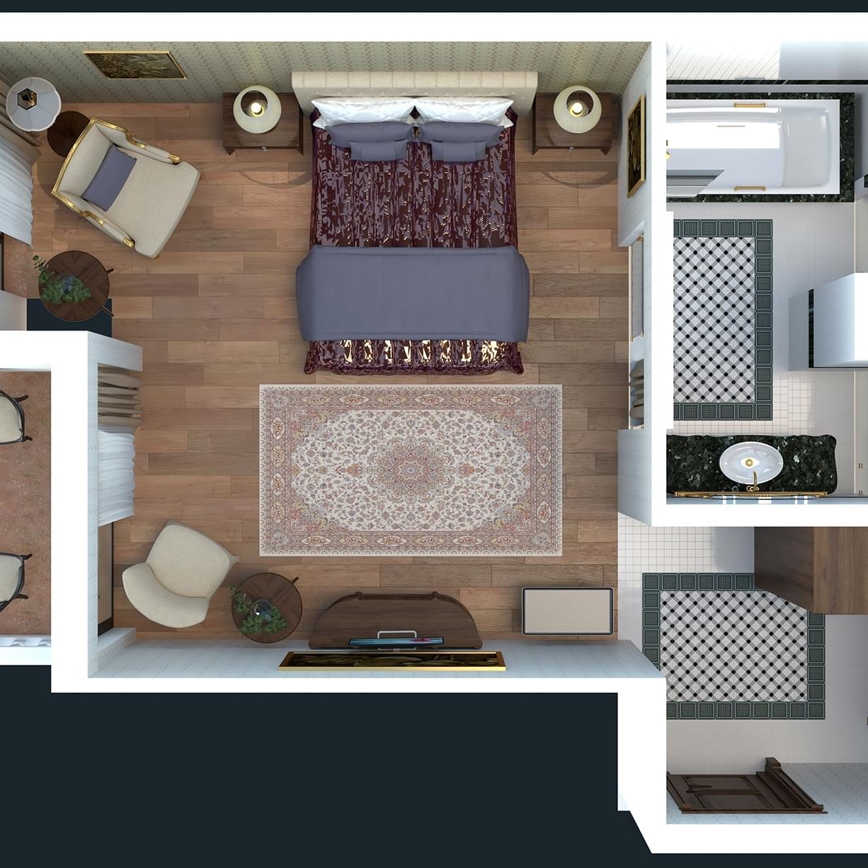 3D-план классического номера в Titanic Mardan Palace