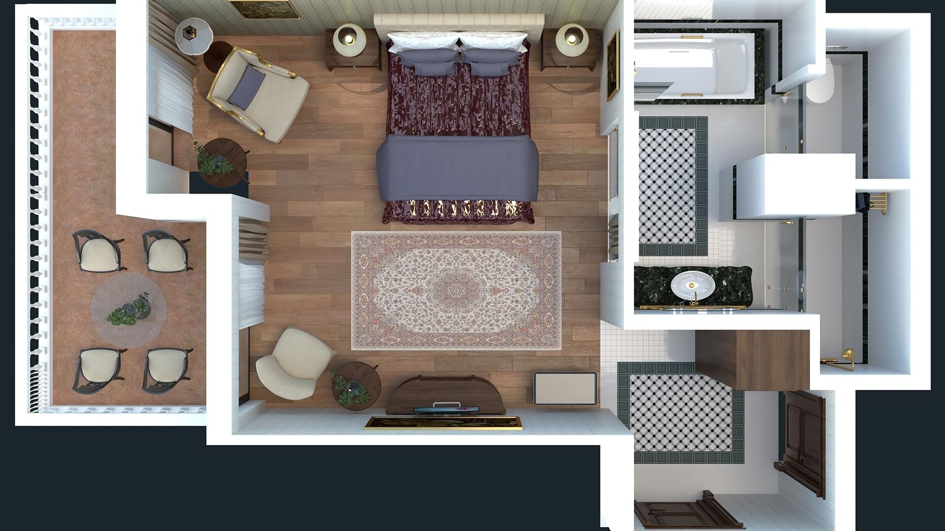 3D-план классического номера в Titanic Mardan Palace