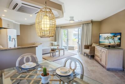 Living area of Deluxe 2 bedroom suite at Bougainvillea Resort