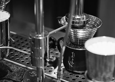 Detail shot of pourover at George Howell coffee of The Godfrey