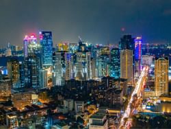 Aerial view of Ortigas Center Manila near Hop Inn Hotel