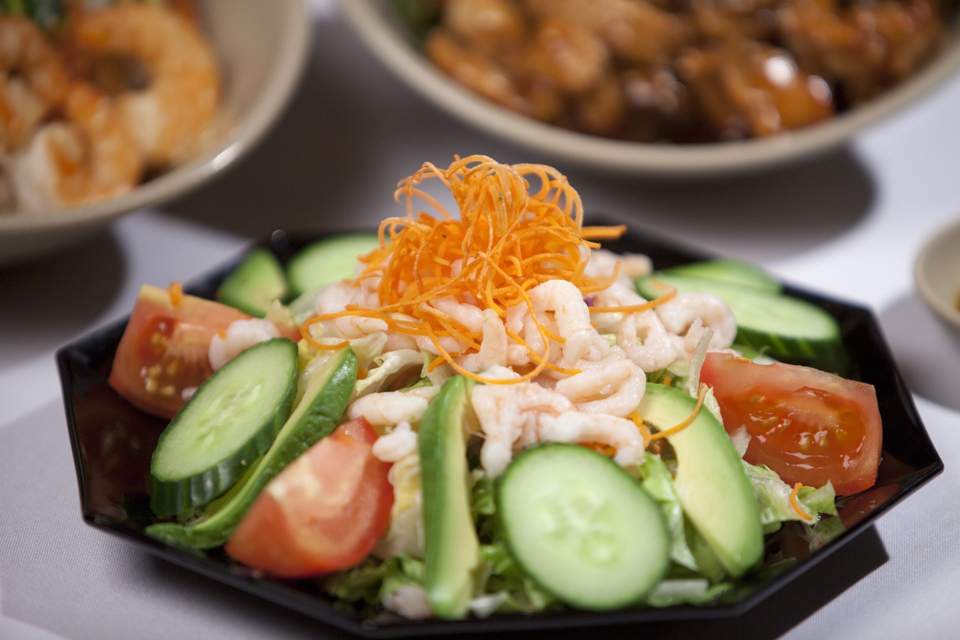 Japense salad with cucumbers, carrots and tomatoes