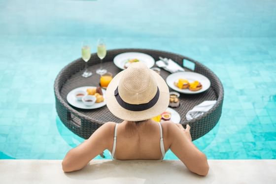Closeup on a lady relaxing at Sunseeker Resort