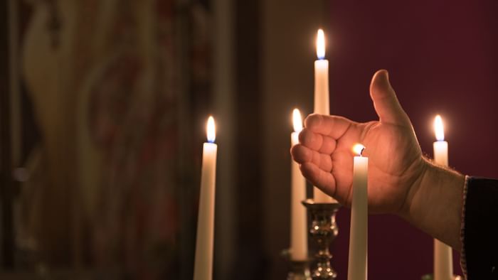 Candles with holders at Hotel de l'ange