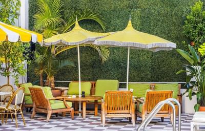 Pool area lounge at Clinton Hotel South Beach