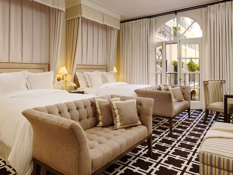 two beds in a hotel room