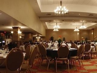 chairs and tables in a ballroom