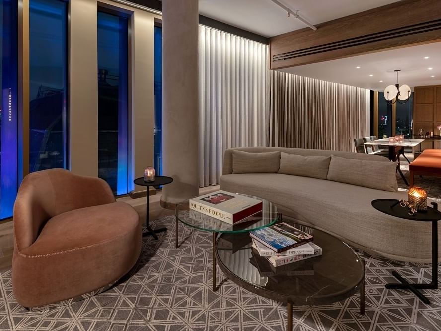 Living area of a Tower Penthouse Suite at The Londoner Hotel