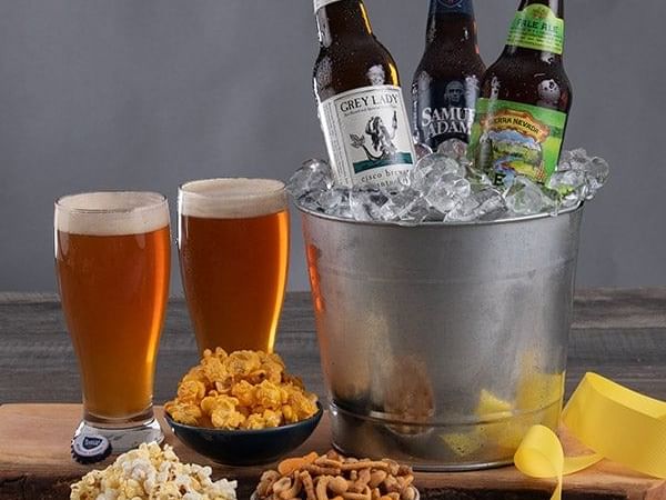 Beer on ice bucket and snacks at sunset at The Inn of Waterloo