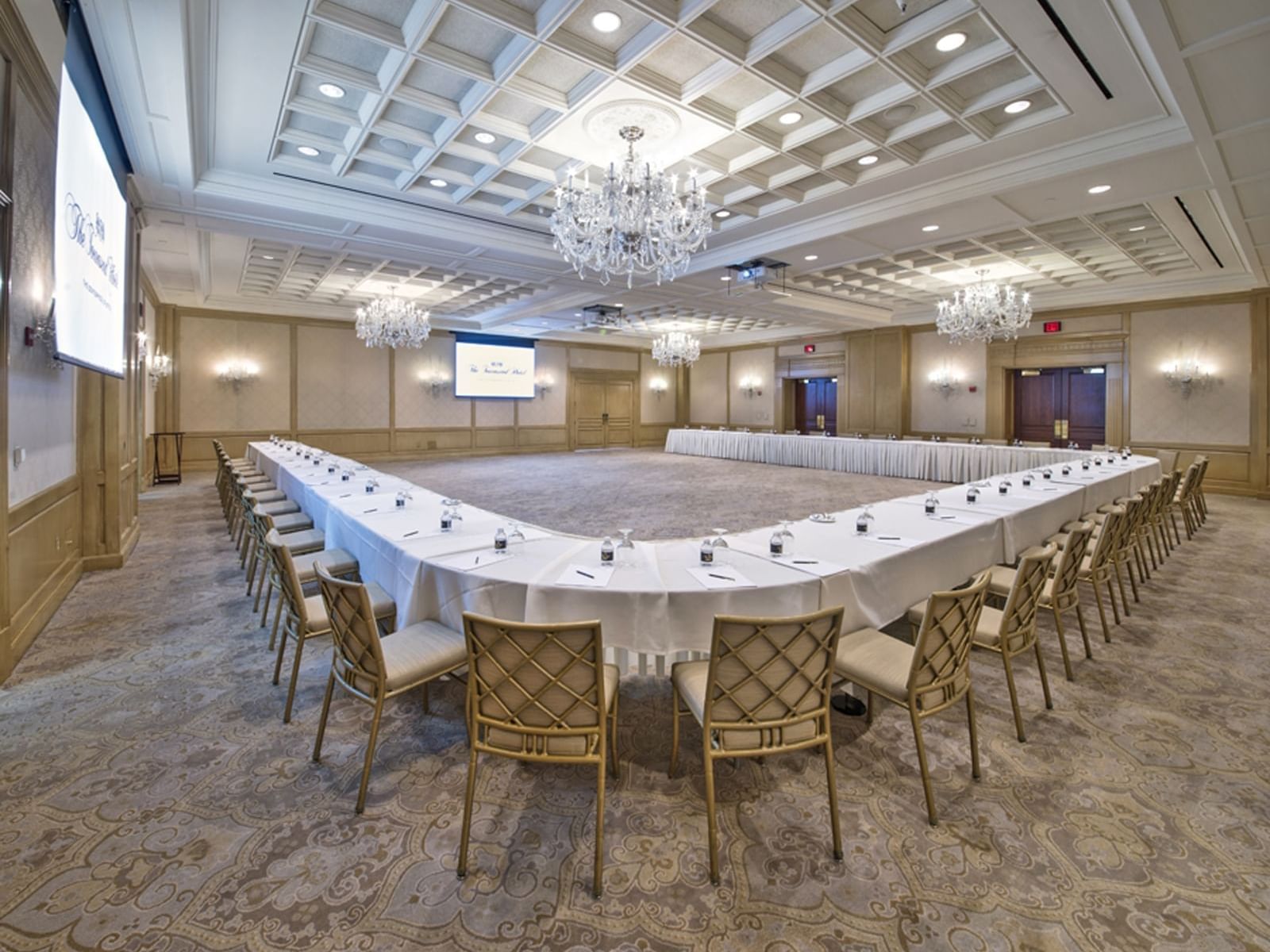 Large U-shaped meeting table in Salon III & IV, Townsend Hotel