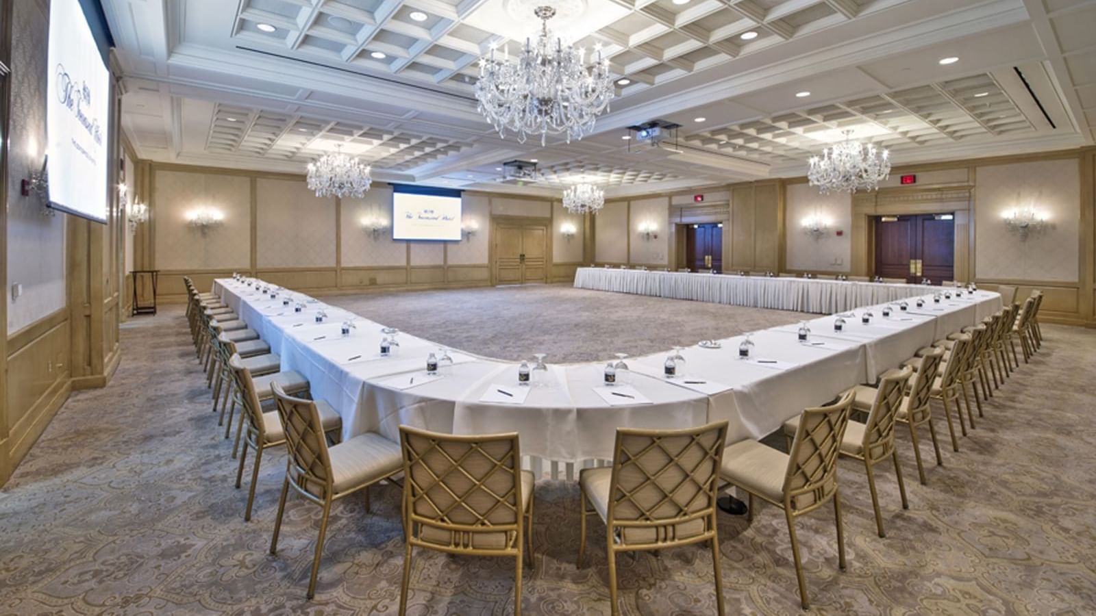 Large U-shaped meeting table in Salon III & IV, Townsend Hotel