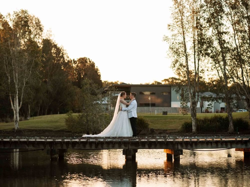 central coast wedding destination bridal couple of bridge