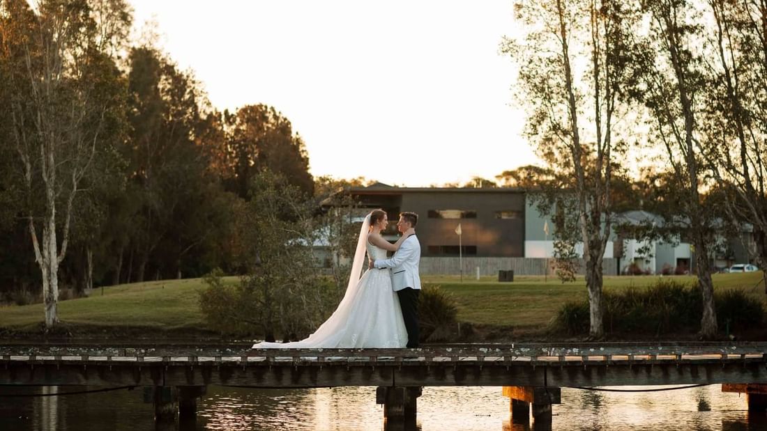 central coast wedding destination bridal couple of bridge
