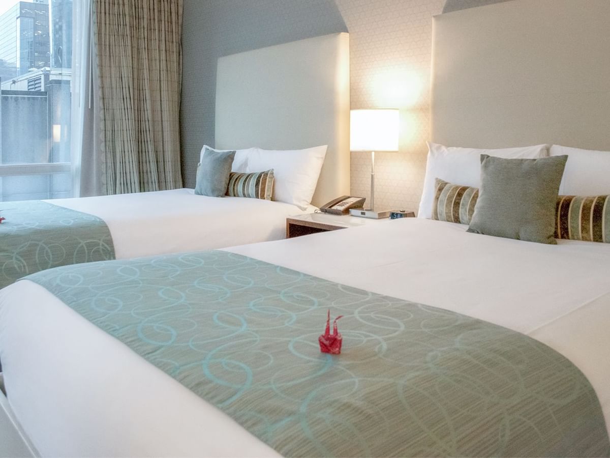 room with two double beds