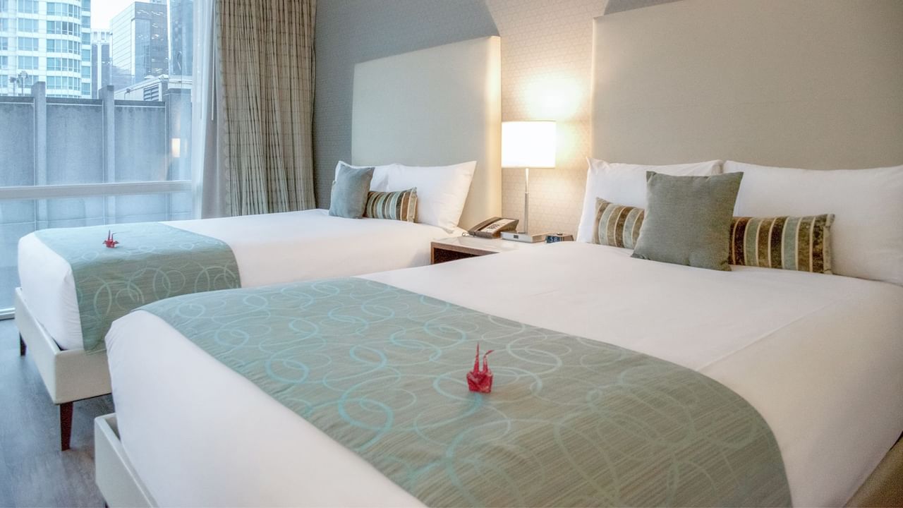 room with two double beds