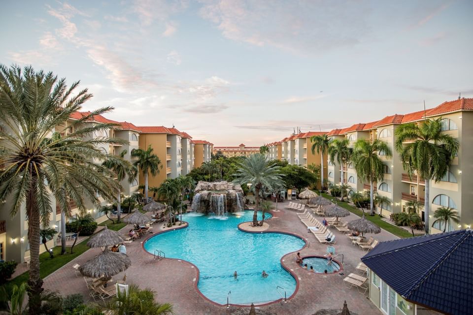 Aerial view of Waterfall Pool at Eagle Aruba Resort & Casino