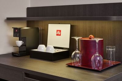 Illy coffee station in each room