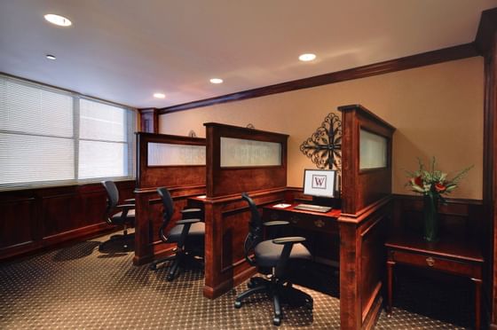 Private Booths in the Business center at The Whitehall Hotel