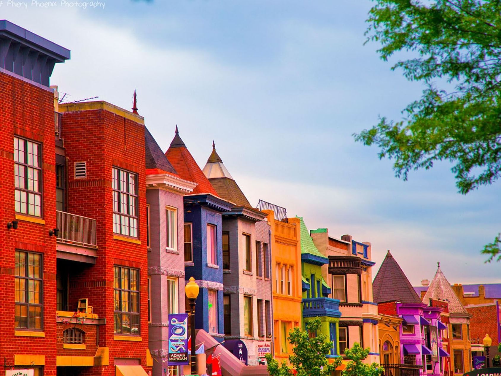 Row of Colorful buildings near Kellogg Conference Center