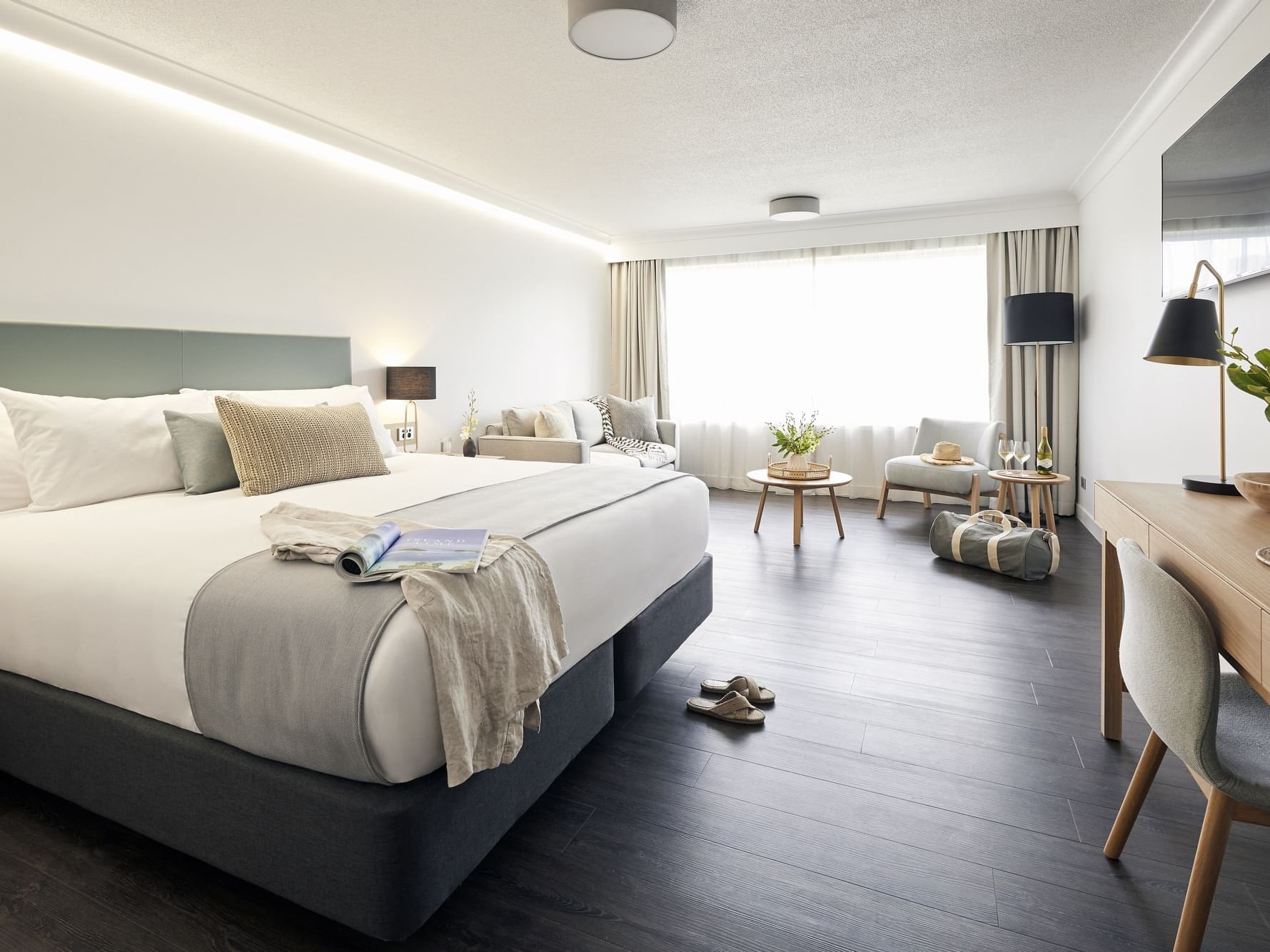 Modern king bed in Resort Room at Daydream Island Resort