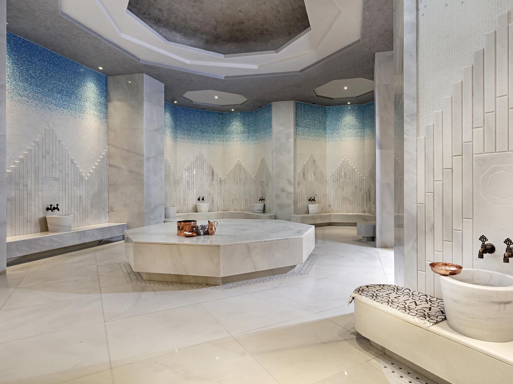 Turkish Bath area with marble walls in C'espace Spa at Cullinan Belek
