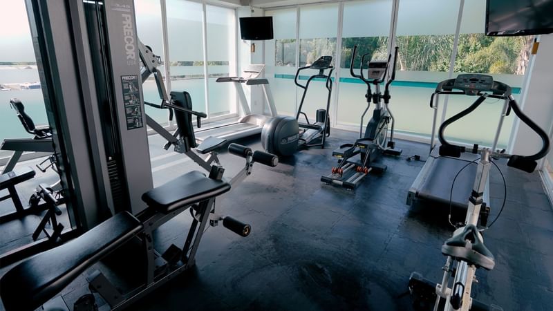 Gym interior at Gamma Xalapa Nubara of Gamma Hotels