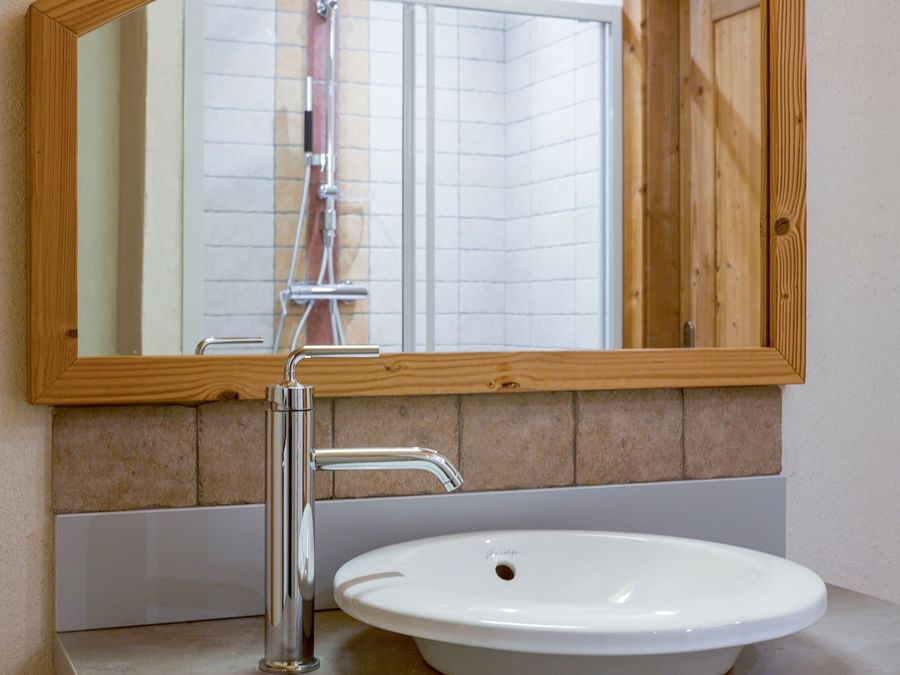 Bathroom vanity in bedrooms at Chalet-Hotel Le Beausoleil