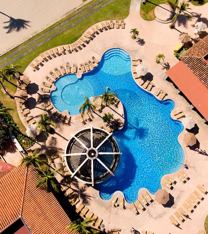 View of the pool at Pierre Mundo Imperial from the sky